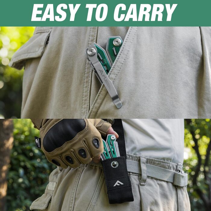 Мультитул FLISSA 16-в-1: мультиінструмент з нержавіючої сталі з ножем, ножицями, пилкою, відкривачкою для пляшок. Ідеально для кемпінгу, відпочинку на природі та ремонту. У комплекті сумка. Матовий зелений.