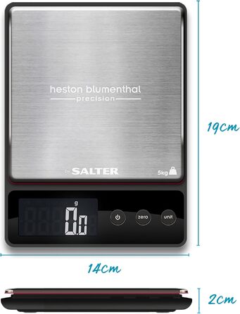 Цифрові кухонні ваги Heston Blumenthal by Salter 1140A HBBKDR, stainless steel, до 5 кг, точність 0.5 г, функція тари та вимірювання рідин