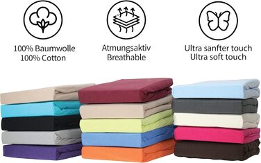 Bedskin Premium Boxspring Bed & Water Bed Fitted Sheet 200x200-200x220 cm, up to 40 cm Mattress Height - Jersey Fitted Sheet for Boxspring Bed, 100% Cotton Fitted Sheet (White)