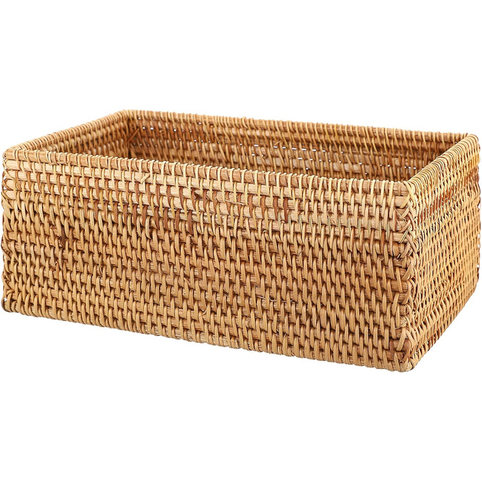 BSTKEY Rectangular Rattan Woven Paper Cover, Decorative Tissue Holder, Napkin Dispenser, Organizer, Face Towel Box for Home and Office