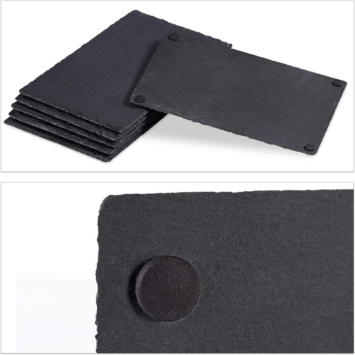 Relaxdays 24 x Slate Plates, 26 x 16 cm, for Serving & Labeling, Buffet, Serving Slate Rectangular, Anthracite
