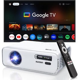Aurzen Eazze D1 Smart Beamer: 4K проєктор для домашнього кінотеатру з WiFi, Bluetooth, автофокусом та корекцією трапецеїдальних спотворень. Підтримка Netflix, Dolby Audio, Full HD 1080P. Білий (GTV)