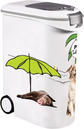 Контейнер для корму Curver для собак – 20 кг/54 л – Pets Collection – великий герметичний контейнер для зберігання корму для собак з колесами – 28 x 49 x 61 см
