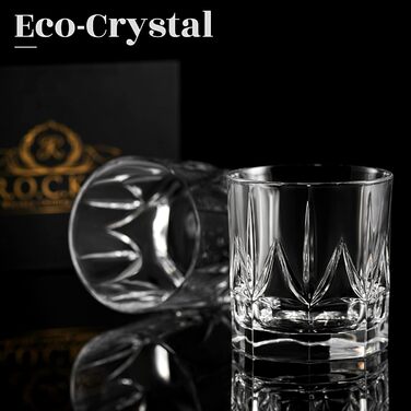 Склянки для віскі Crystal Imperial з екологічного скла, набір 2 шт (355 мл) – ідеально для скотчу, бурбону та коктейлям Old Fashioned. Подарункова коробка з золотим декором.