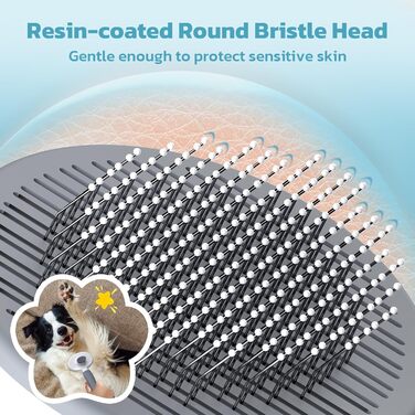 Бурштук для собак та котів Zivacate: самоочищувана, для короткої та довгої шерсті, ергономічна ручка (сірий)