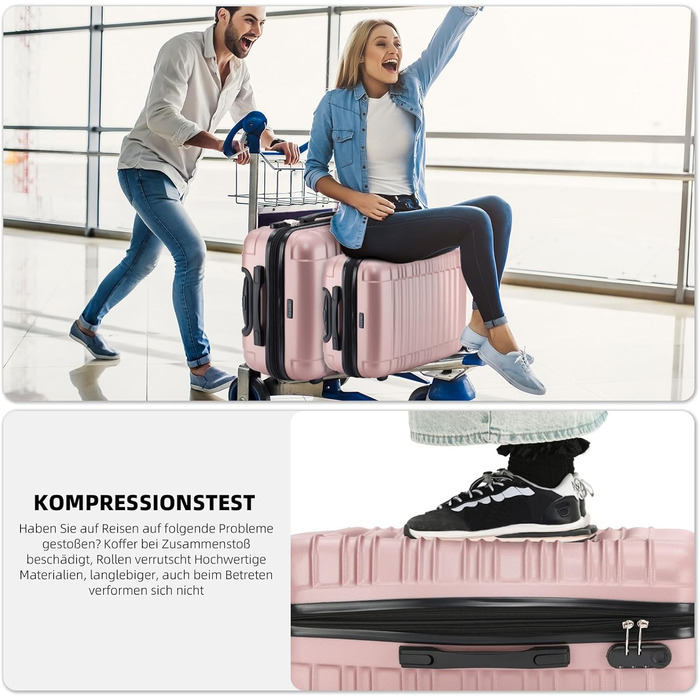 Чохол-валіза Beibye для подорожей, набір (кофе, рожеве золото)