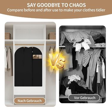 4 місткі мішки для одягу, 120 x 60 см, чорні, з блискавкою, для зберігання одягу та захисту від пилу