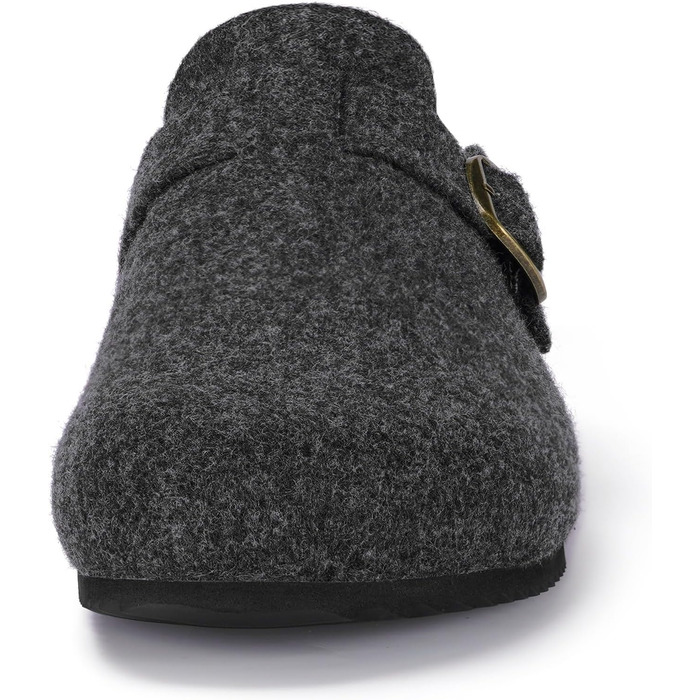 Домашні тапочки Dokela для жінок та чоловіків: зимові клоги з підкладкою, утеплені фетрові тапочки, тепле устілка з корку, зручні шкіряні шльопанці, антиковзаючі, замкнені (42 EU, темно-сірий)