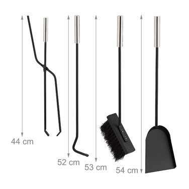 Relaxdays 5-Piece Fireplace Set in Black