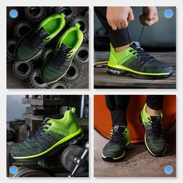 Зварювальні черевики Nasogetch для чоловіків та жінок, робочі черевики з металевим носком, спортивні, дихаючі (48 EU, Зелений)