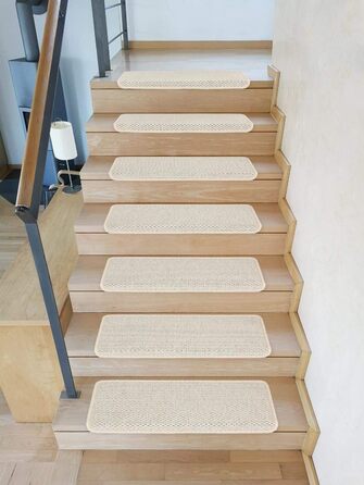 Ступінчасті килимки для сходів Kettelservice-Metzker Ґетеборг, прямокутні, набір з 15 шт. (18 шт., світло-бежевий)
