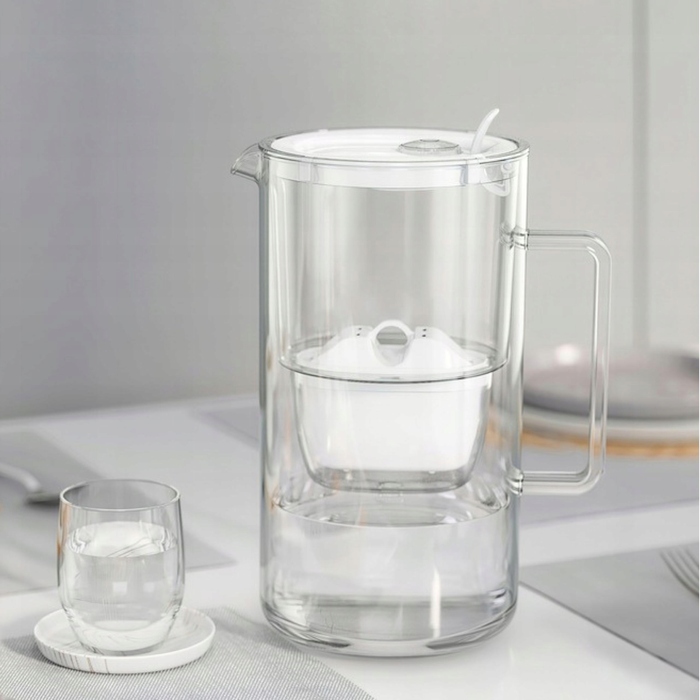 Скляний фільтр-кувшин Aquaphor Glass білий + 10 фільтрів Maxfor (4Mg+6)