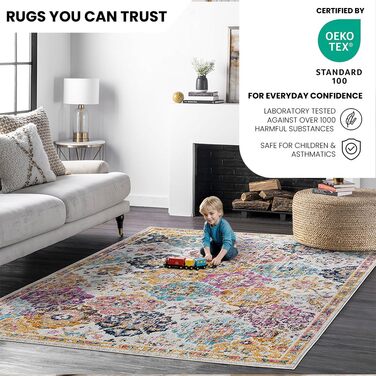 Килим Livabliss Sicily Vintage Sicily Vintage 120x170 см - для вітальні, їдальні, спальні, у стилі бохо, з кольоровим візерунком, блакитний, гірчичний, чорно-блакитний, сірий та гірчичний кольори