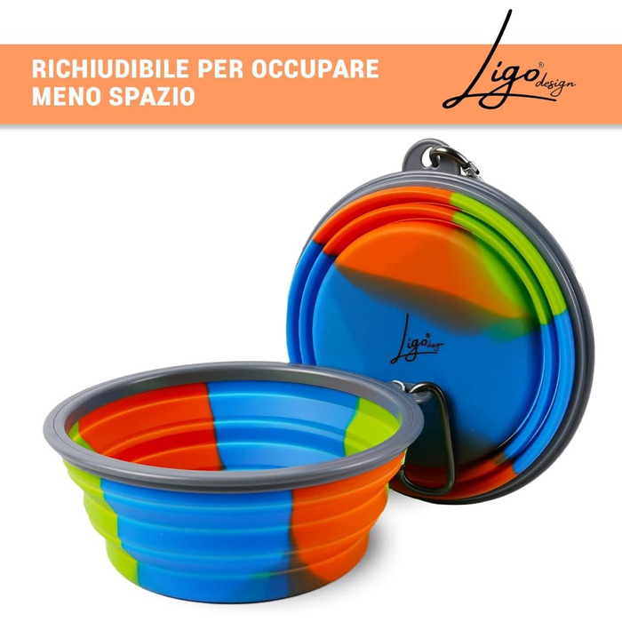 Набір мисок для собак Ligo EBBY (2 шт.) - дорожні, складні, 650 мл, темно-сірий