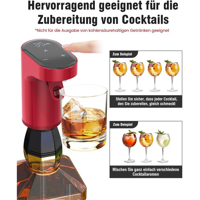 Electric Wine Decanter, Aerator, Dispenser, Pourer, Whisky Liqueur Pump, Funny, Unique, Birthday Gift, Men, Women, Mom, Dad, Boss, Brother, Husband (Red)