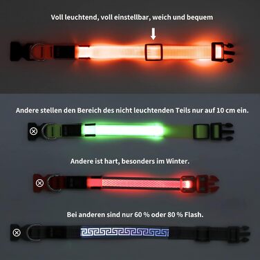 LED-нашийник для собак Leuchthalsband: перезаряджуваний, водонепроникний, яскравий, регульований (Orange, L)