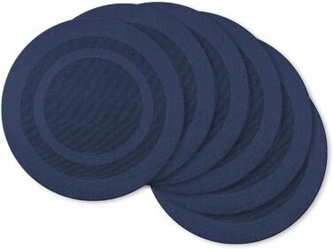 DII PVC Tablecloth Collection - Woven for Indoors and Outdoors, Polyvinyl Chloride, Nautical Blue, Round Placemat Set, 13.75
