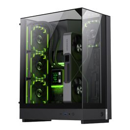 Ігровий корпус GAMEMAX T20 BK M-ATX, панорамне загартоване скло 270°, вертикальна установка GPU, 2x120мм ARGB вентилятори, підтримка 360мм радіатора та SFX/SFX-L БЖ, BTF-Ready, чорний