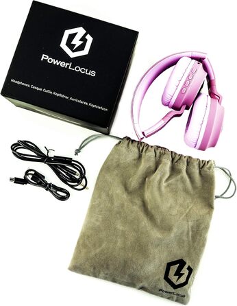 Дитячі навушники PowerLocus Bluetooth Over-Ear з LED-підсвічуванням, 85dB, HD Stereo, мікрофон для телефону, планшета, ПК, TV (N-Рожевий)