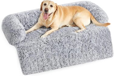 Ліжко для собак Feandrea FluffyHug, плюшеве, XXL, 122 x 95 x 18 см, Ombré Grey, для великих собак