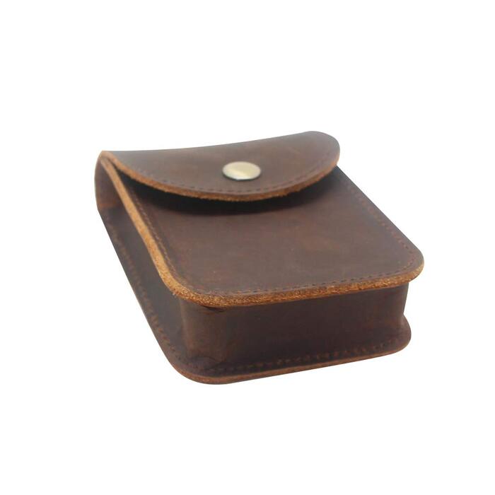 Boshiho Leather Card Holder Case - Genuine Leather Playing Card Case, Cigarette Case for Men, Gift (Dark Brown)