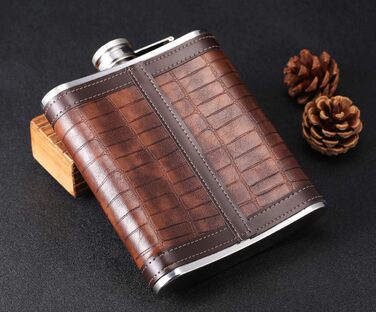 Фляга з імітацією шкіри крокодила, нержавіюча сталь, 510 мл, TANEAXON. Фляга для віскі та лікеру