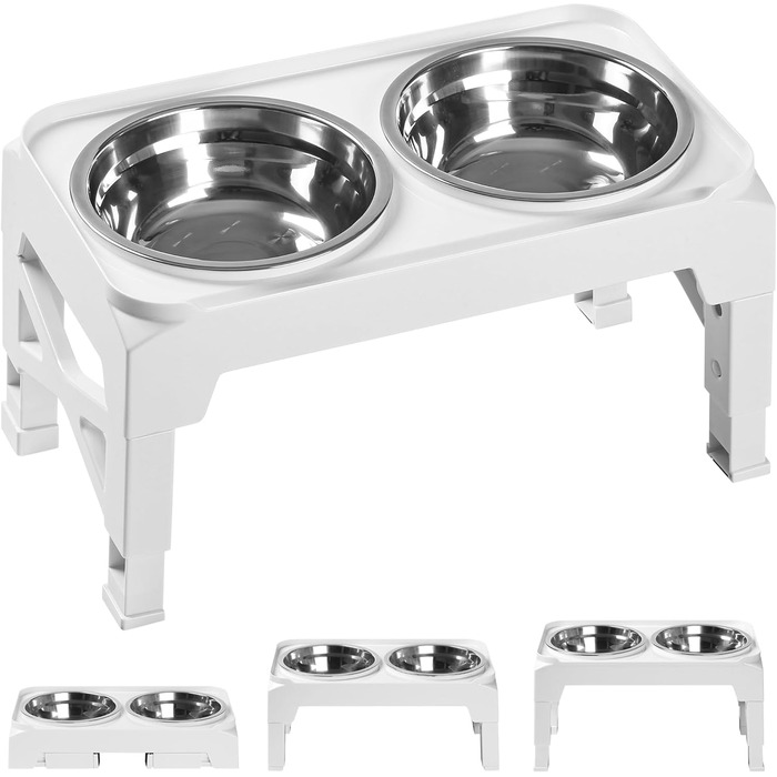 Підвищені годівниці для собак M, білий колір (8' для собак M/L), S (6' для маленьких собак), білий/розкішний сад
