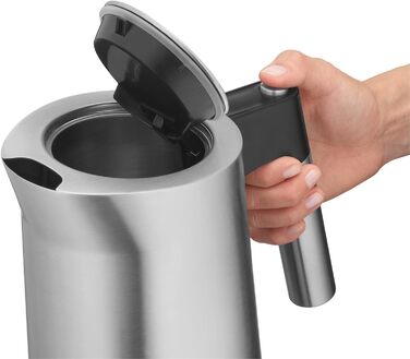 WMF Kineo Kettle with Temperature Setting, 1.6L, Scale Filter, 3000W, Live Temperature Display, Stainless Steel Matte Electric Kettle, Cromargan Single