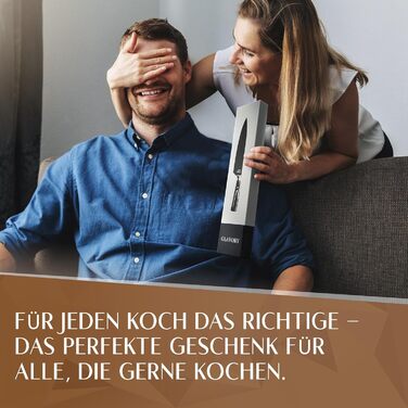 Кухонний ніж Glavory з чорним лезом та дерев'яною ручкою, 20 см - професійний кухонний ніж з надзвичайно гострим лезом, в подарунковій упаковці