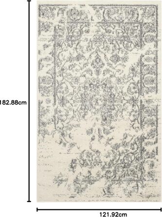 Килим SAFAVIEH з потертою текстурою для вітальні, їдальні, спальні - колекція Adirondack, короткий ворс, слонова кістка та срібло, 122 x 183 см