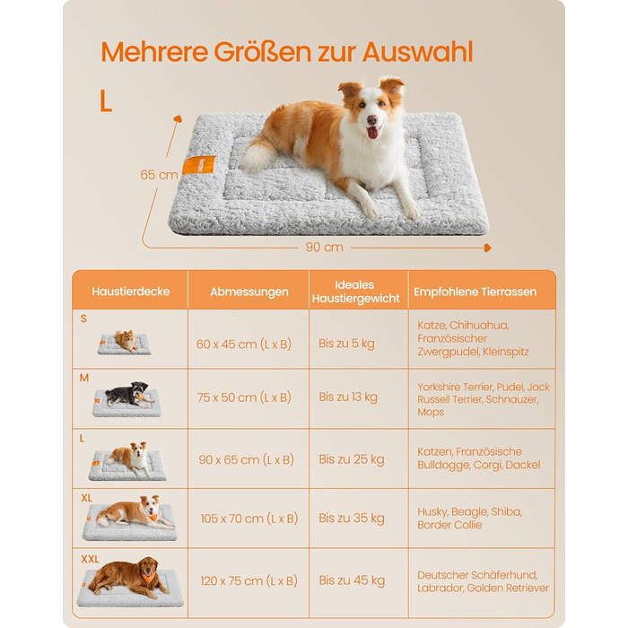 Підстилка для собак та котів Feandrea, 60 x 45 см, сіра, машинне прання, антиковзаюча