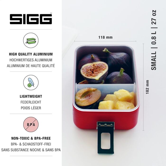 SIGG - Alu Lunchbox Plus - Lunchbox with Compartment - Award-Winning - Dishwasher Safe & Microwave Safe - Absolutely Leakproof - Featherlight - BPA-Free