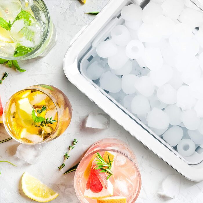 Машина для приготування льоду Duronic ICM120 WE – Автоматична, 8 кубиків за 6-8 хв, 1 л резервуар, 12 кг/24 год, тихий компресор 54 дБ, 120 Вт, чорний колір