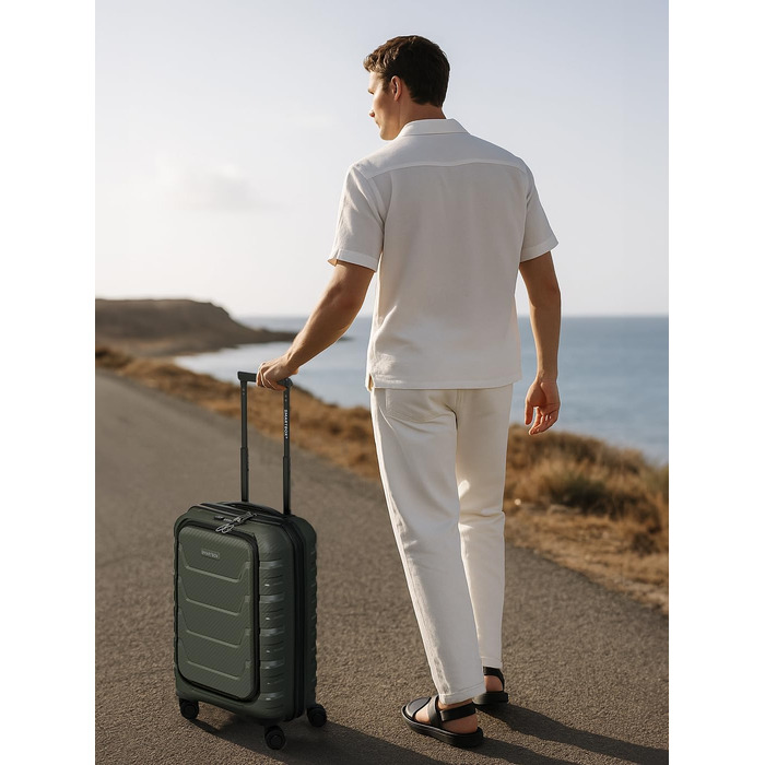 Набір валіз SMARTBOX Hartschalen 3 шт. | Розширювані, з TSA-замком, з відділом для ноутбука | Оливковий колір, S (55 см)