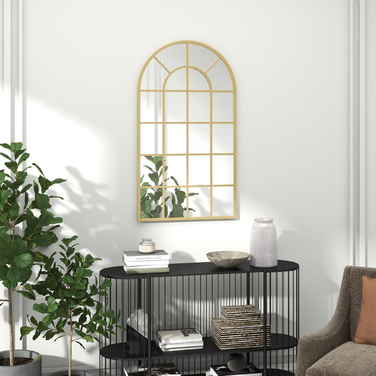 HOMCOM Wall Mirror, Wardrobe Mirror, 110 x 62cm Decorative Hanging Mirror with Metal Frame for Bedroom & Living Room in Gold