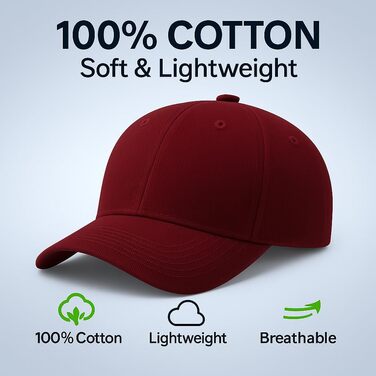 Кепка бейсболка 4sold, бавовна, унісекс, регульована, для чоловіків та жінок, легка та дихаюча, для спорту, відпочинку, на відкритому повітрі, колір маррун