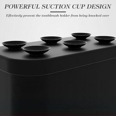 Тримач для зубних щіток з силікону, органайзер для ванної кімнати з присосками, 5 слотів, водонепроникний, для сім'ї (чорний)