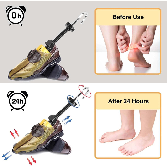 Halcent Shoe Stretcher for Men and Women 2-Way Shoe Stretcher Plastic & Metal Shoe Expander Shoe Width Adjuster for Adjustable Length and Width Shoe Stretcher with Shoehorn
