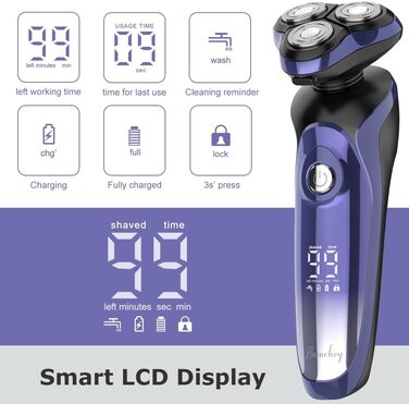 Електричний гоління для чоловіків Amurhey 5-в-1, тример для бороди, 3 насадки, 99 хв роботи, для мокрого та сухого гоління, станція зарядки, подарунок для чоловіків