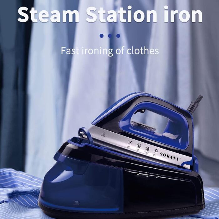 SOKANY AJ2085 Cordless Steam Iron, Bügeleisen (Iron), Wireless Steam Iron, 2400 Watt, 370ml Water Tank, Cordless Steam Iron including Base Station, Ceramic Soleplate (Green)
