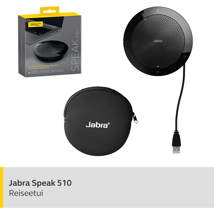 Jabra Speak 510: Портативна Bluetooth колонка для конференцій, чорна. Підключення до ноутбука, смартфона, планшета через USB