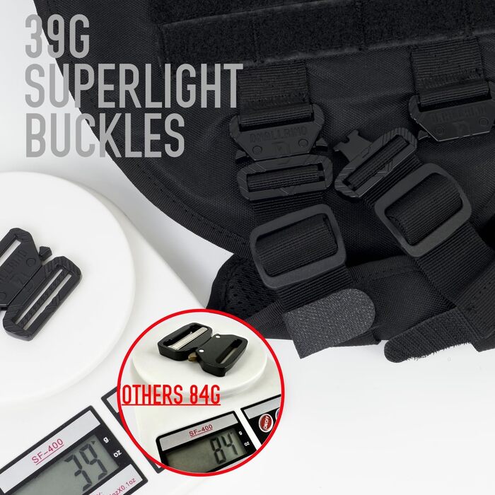 Тактичне облягання для собак, підтримуюче облягання для середніх та великих собак, Air Mesh регульоване облягання для службових собак з металевою застібкою 39g для навчання, прогулянок, чорний, розмір M (обхват шиї: 36-53 см, обхват грудей: 50-74 см)