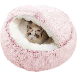 Comforting Cat Bed, Small Dog Bed, Warm Cozy Soft Plush Winter Bed for Cat Caves, Non-Slip Bottom, Machine Washable, Sofa Bed for Puppies/Small Medium Cats (rose 50 cm)