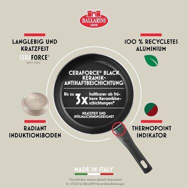 Набір сковорідок BALLARINI Ledro (24 см + 28 см), алюміній, бежевий, індукційні, з антипригарним покриттям Keramik, Thermopoint, Made in Italy