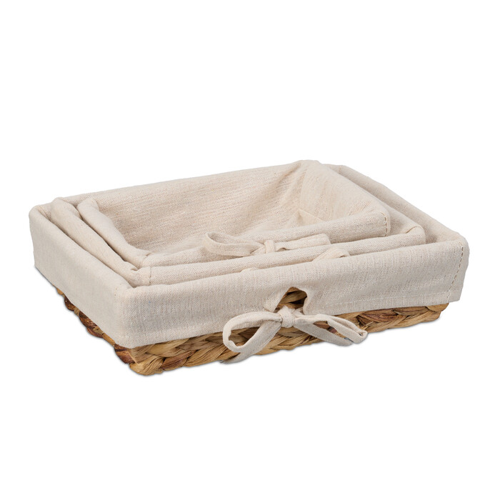 Relaxdays Set of 3 Bread Baskets with Fabric Insert