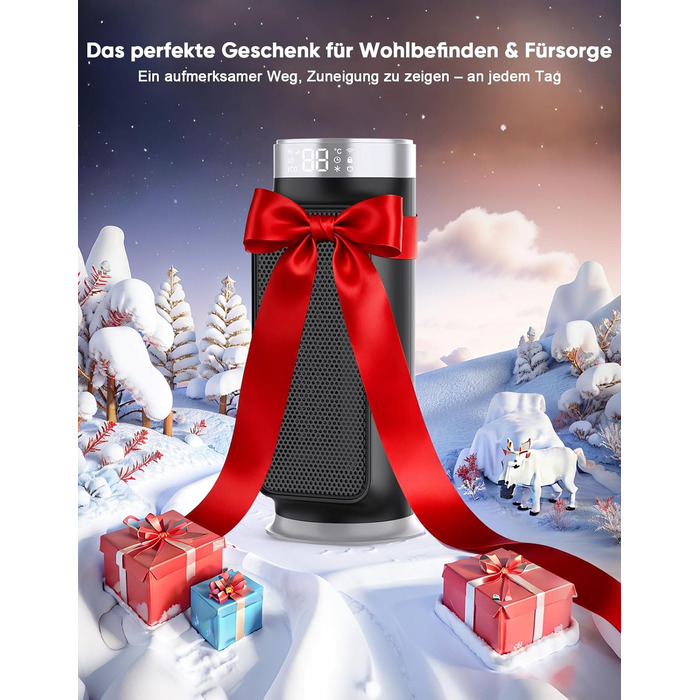 Розумний обігрівач з функцією охолодження, 1800W, WiFi, керування через додаток/Alexa/Google Assistant, для дому, офісу, спальні, чорний