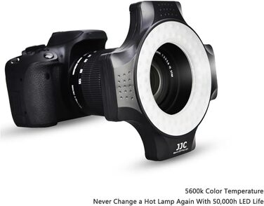 JJC LED кільцевий світловий прилад (кольцевий блиск) для DSLR камер Canon, Sony, Nikon, Olympus, Fuji - 60 LED, дифузор, адаптери 49-67mm