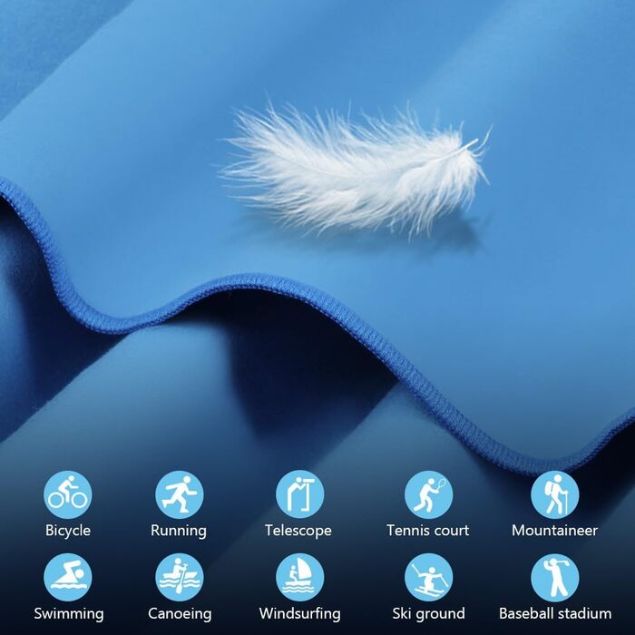 Рушник з мікрофібри Flintronic, 200x100 см, великий пляжний рушник, швидковисихаючий, спортивний, для подорожей, на пляж, до сауни (Небесно-блакитний, (180*90 см)*1 + (80*40 см)*2)