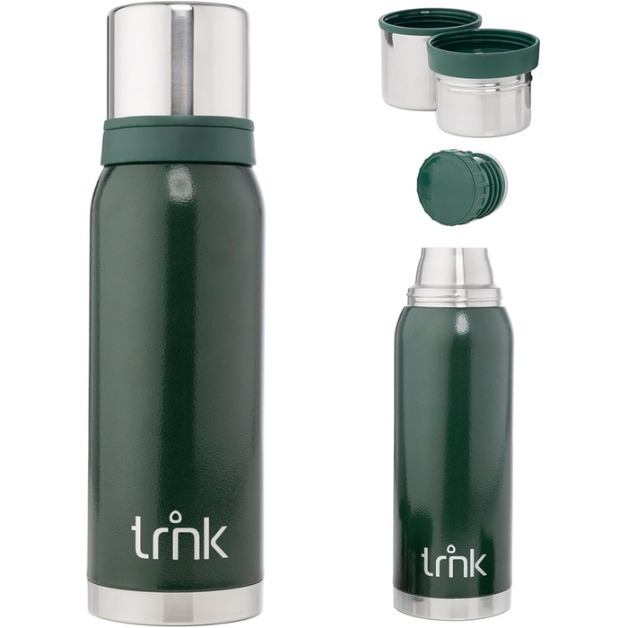 Термос Outdoor Arktis 2 - 1200 мл, нержавіюча сталь, BPA-free, 32 год, 2 стаканчики, для активного відпочинку, зелений