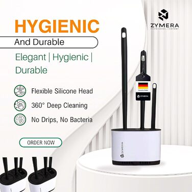 Силіконова щітка для унітазу з піддоном для стоків, настінне кріплення - 360° очищення, гігієнічна та швидковисихаюча